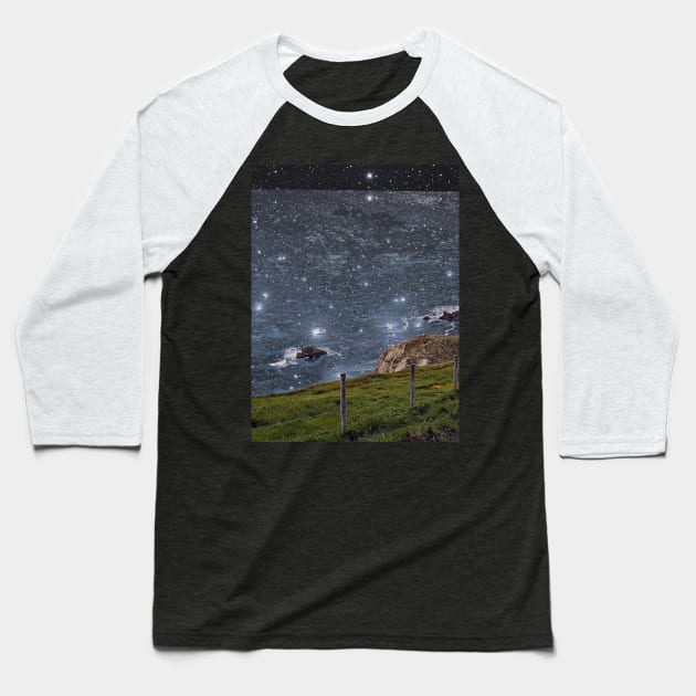 Bright Starry Night Dorset Baseball T-Shirt by Viking Visual - Lori Svensen